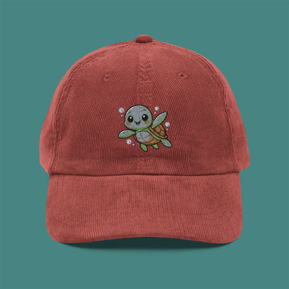 Cartoon Cute Turtle Corduroy Embroidered Cap