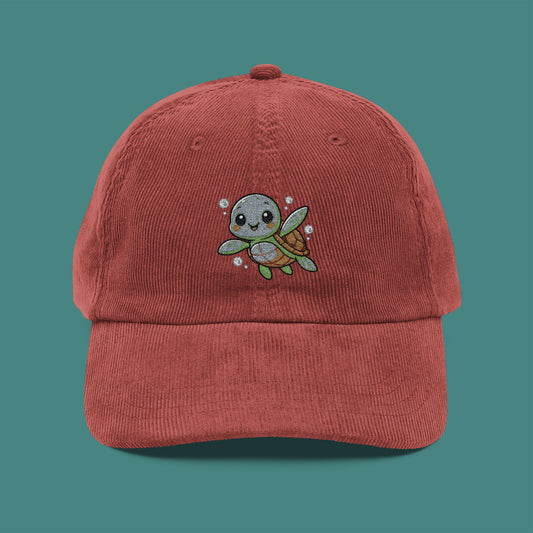 Cartoon Cute Turtle Corduroy Embroidered Cap