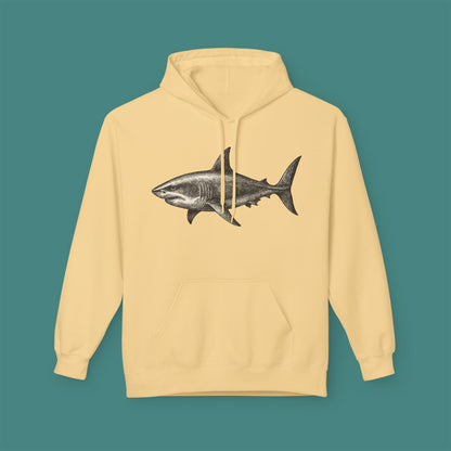 Vintage Etching Shark Fleece Unisex Hoodie