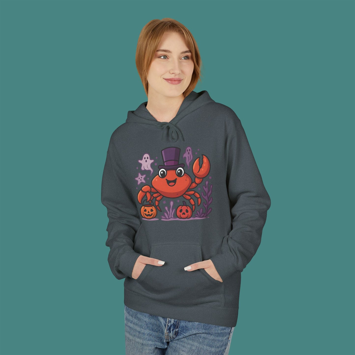 Halloween Crab Fleece Unisex Hoodie