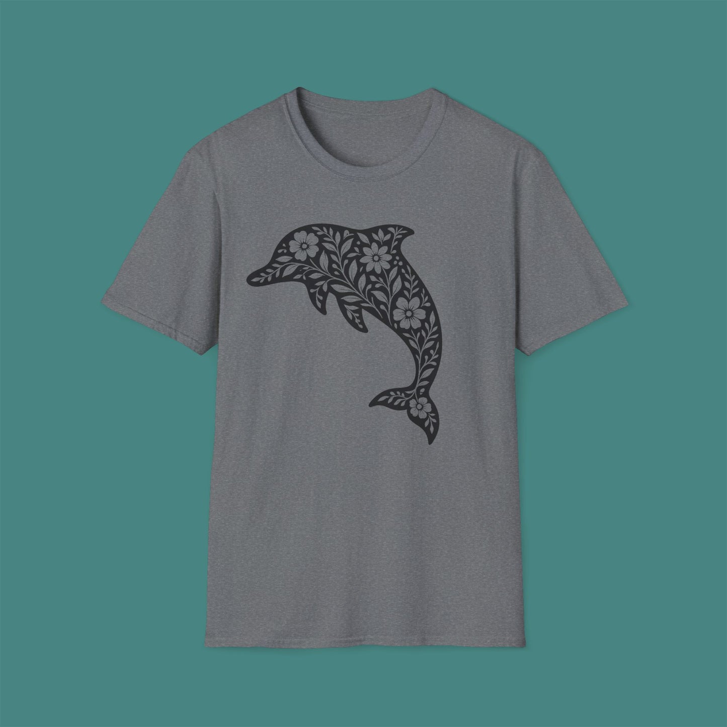 Floral Dolphin Silhouette Unisex T-Shirt