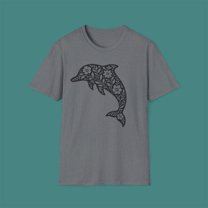 Floral Dolphin Silhouette Unisex T-Shirt