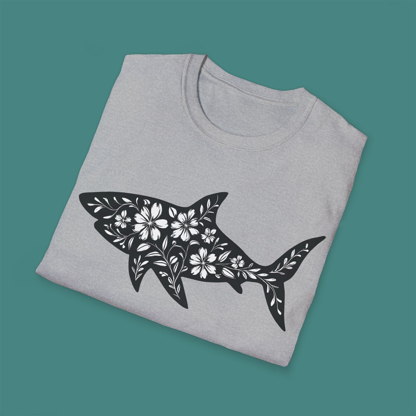 Floral Shark Silhouette Unisex T-Shirt