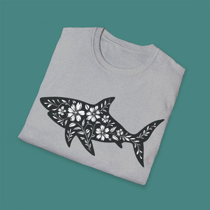 Floral Shark Silhouette Unisex T-Shirt