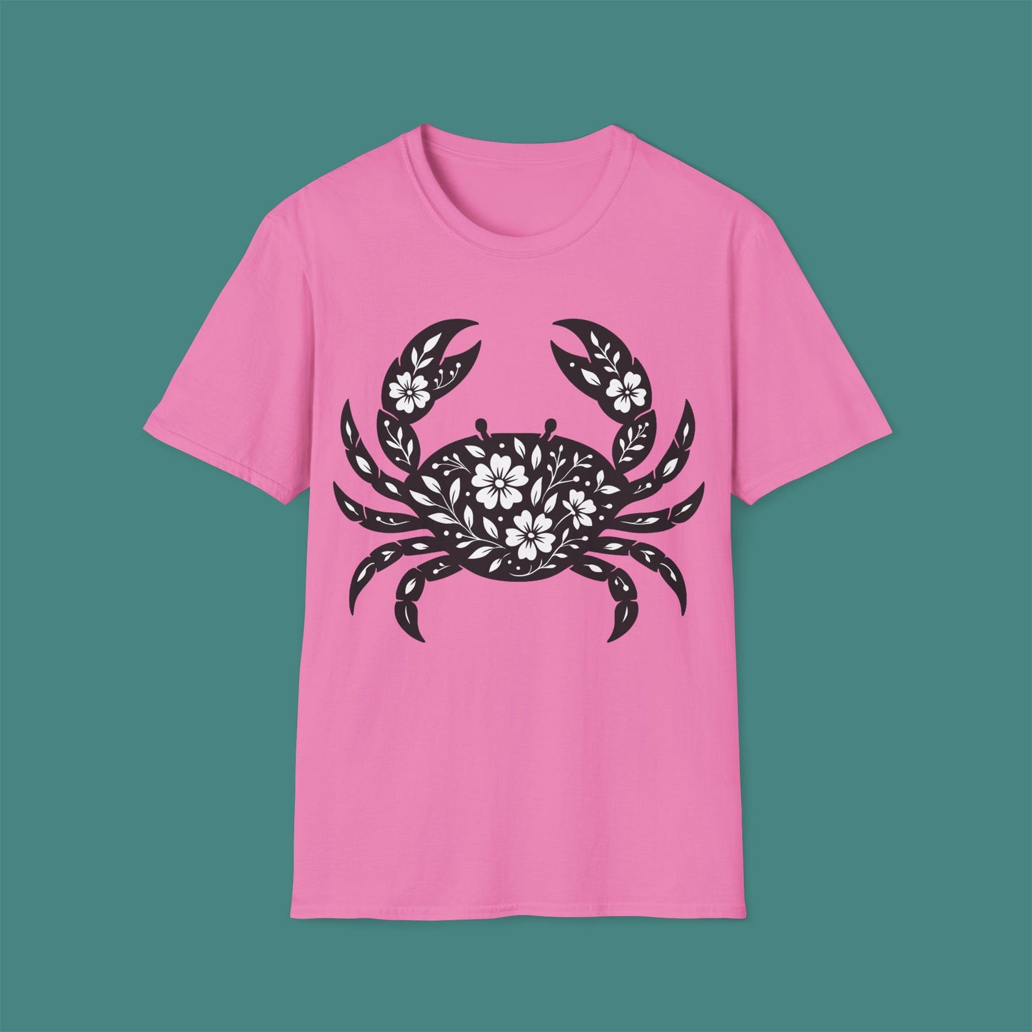 Floral Crab Silhouette Unisex T-Shirt