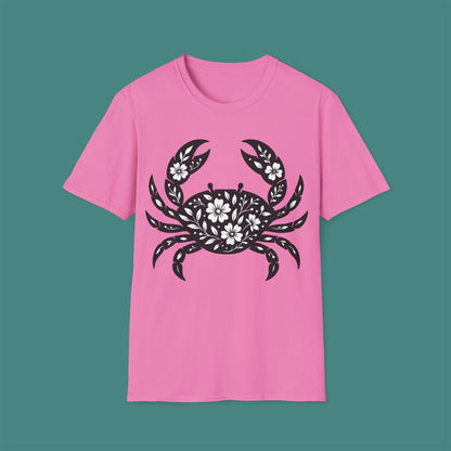 Floral Crab Silhouette Unisex T-Shirt