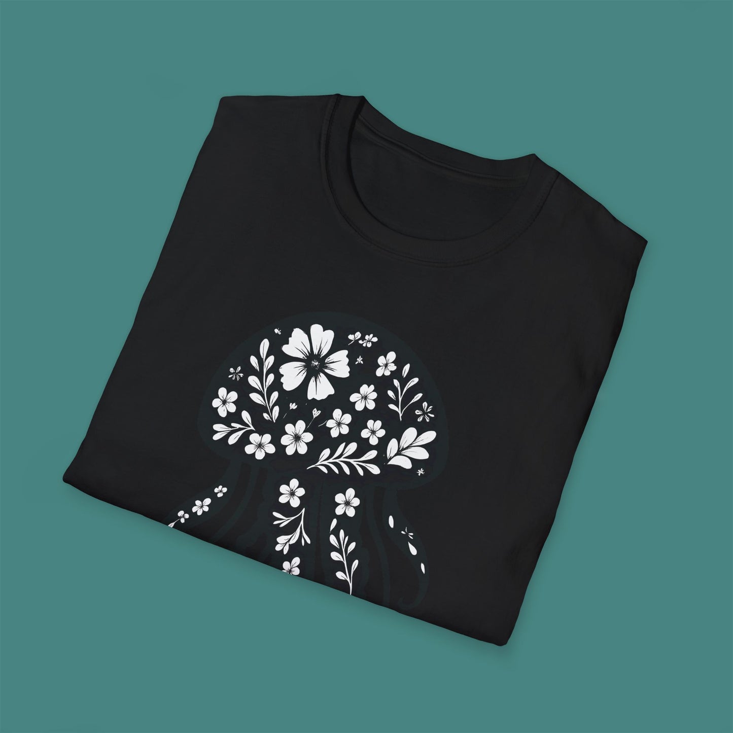 Floral Jellyfish Silhouette Unisex T-Shirt