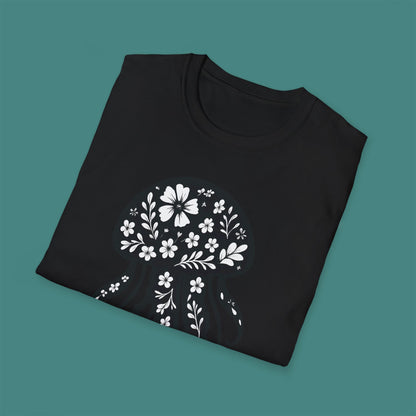 Floral Jellyfish Silhouette Unisex T-Shirt