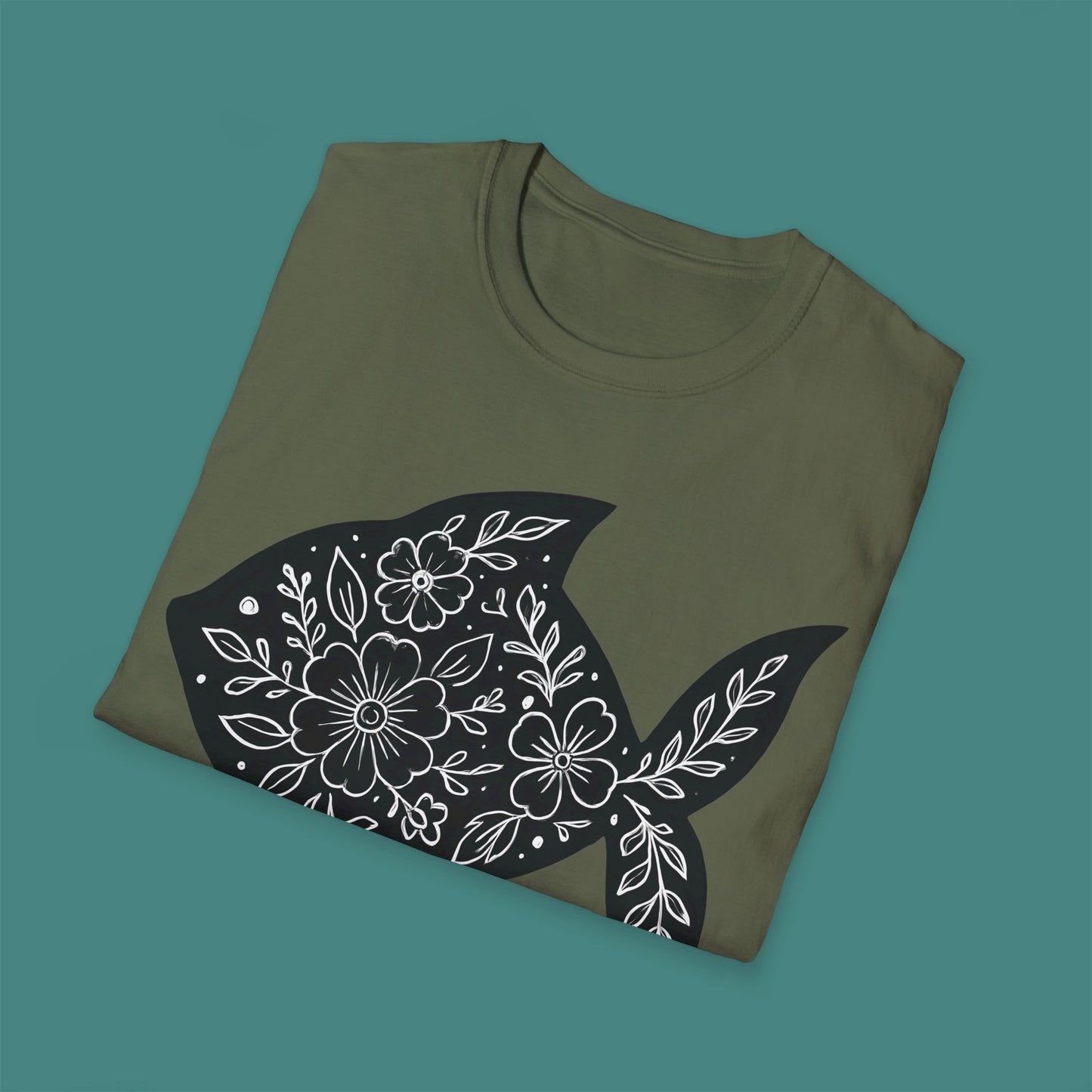 Floral Fish Silhouette Unisex T-Shirt