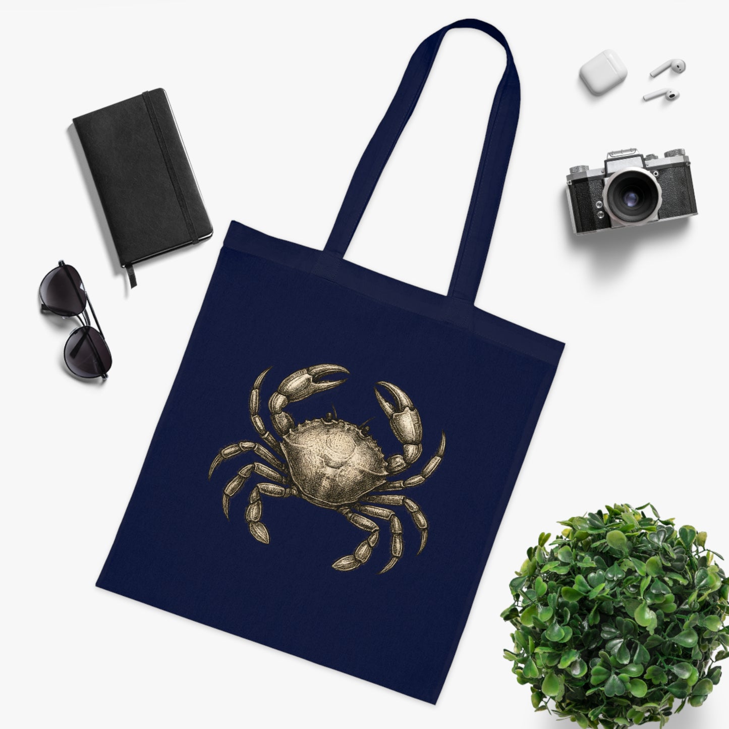 Vintage Etching Crab Tote Bag
