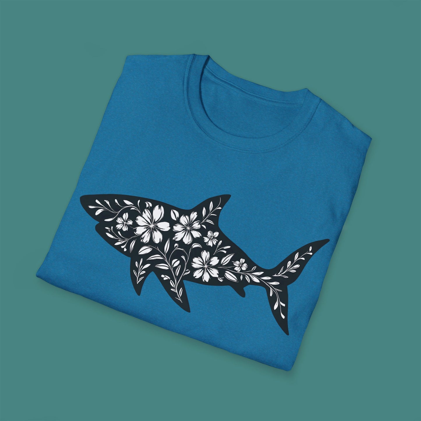Floral Shark Silhouette Unisex T-Shirt