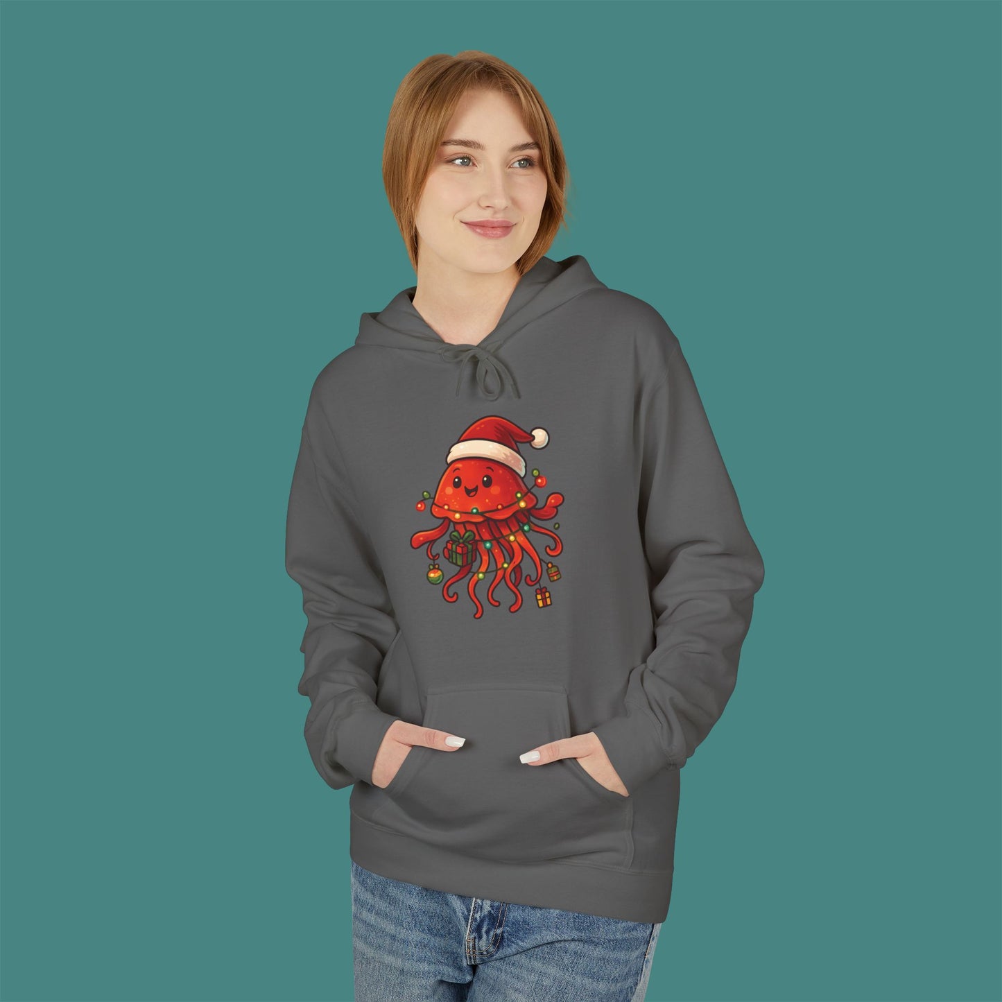 Christmas Jellyfish Fleece Unisex Hoodie