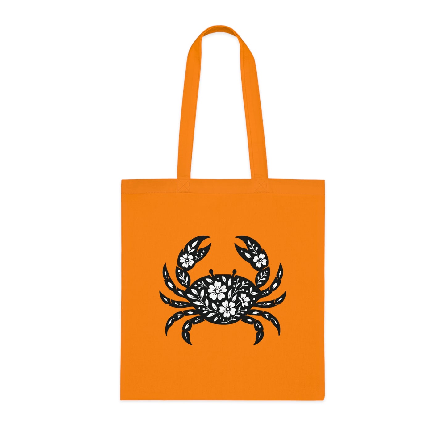 Floral Crab Silhouette Tote Bag