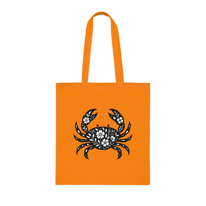 Floral Crab Silhouette Tote Bag