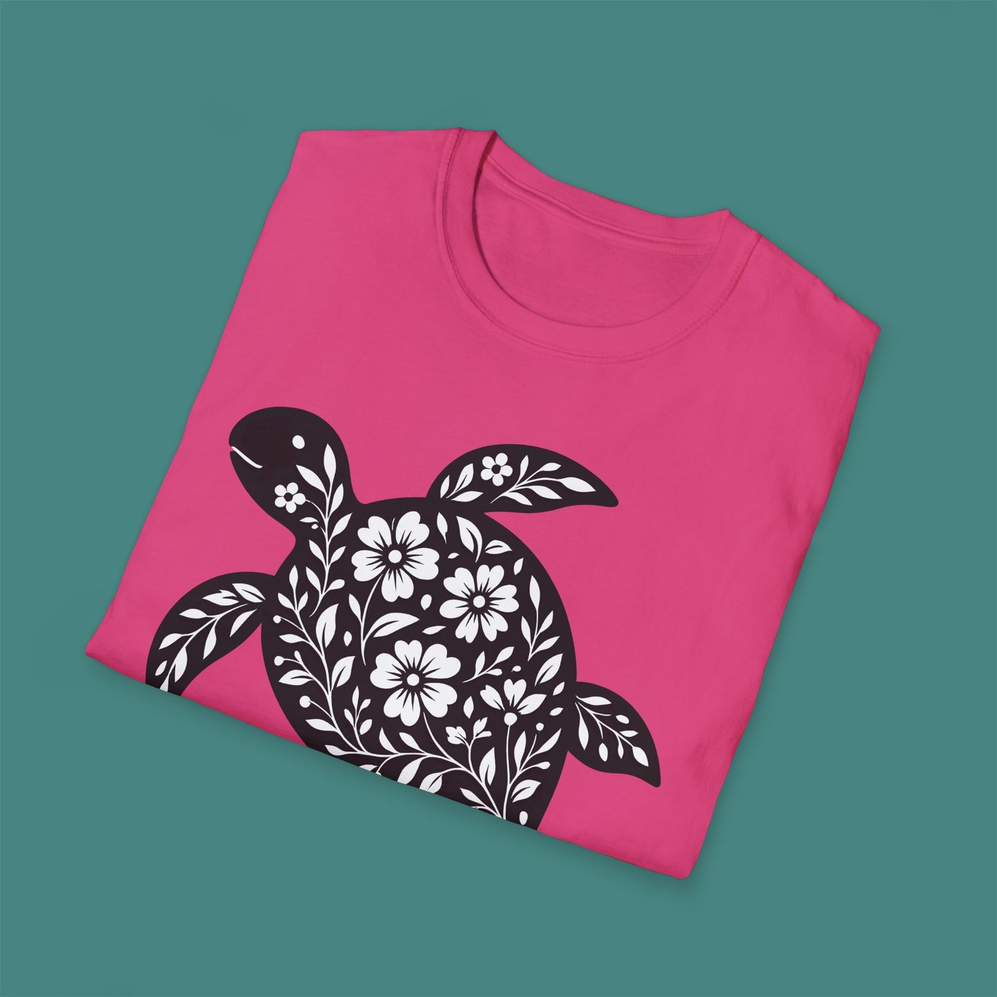 Floral Turtle Silhouette Unisex T-Shirt