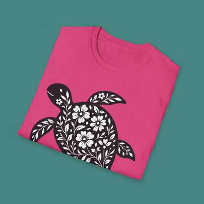 Floral Turtle Silhouette Unisex T-Shirt