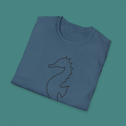 Minimalist Line Art Seahorse Unisex T-Shirt