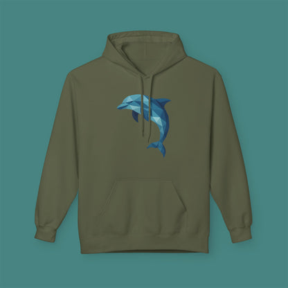 Geometric Polygon Dolphin Fleece Unisex Hoodie