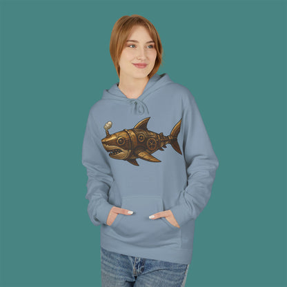 Steampunk Mechanical Shark Fleece Unisex Hoodie