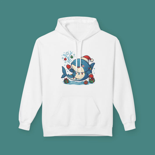 Christmas Whale Fleece Unisex Hoodie