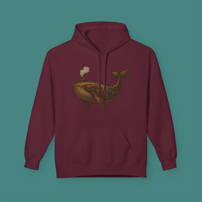 Steampunk Mechanical Whale Fleece Unisex Hoodie