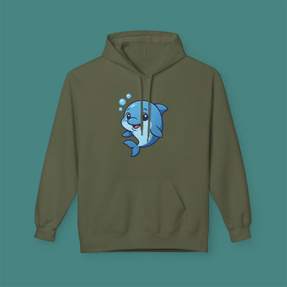 Cartoon Cute Dolphin Fleece Unisex Hoodie