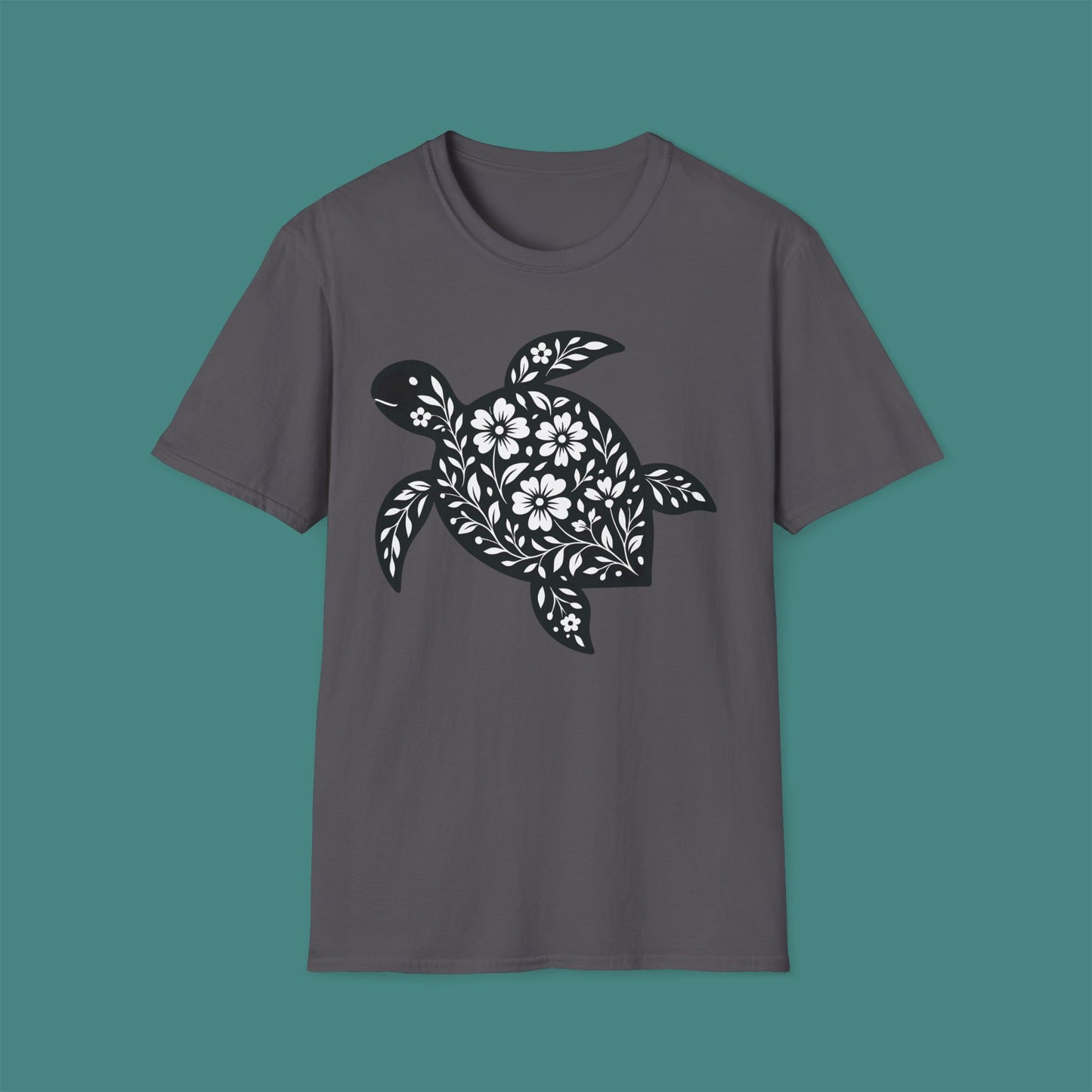 Floral Turtle Silhouette Unisex T-Shirt