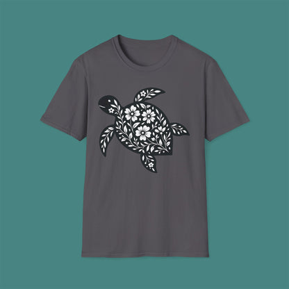 Floral Turtle Silhouette Unisex T-Shirt