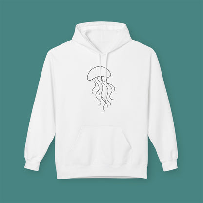 Minimalist Line Art Jellyfish Fleece Unisex Hoodie