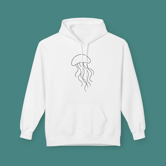 Minimalist Line Art Jellyfish Fleece Unisex Hoodie