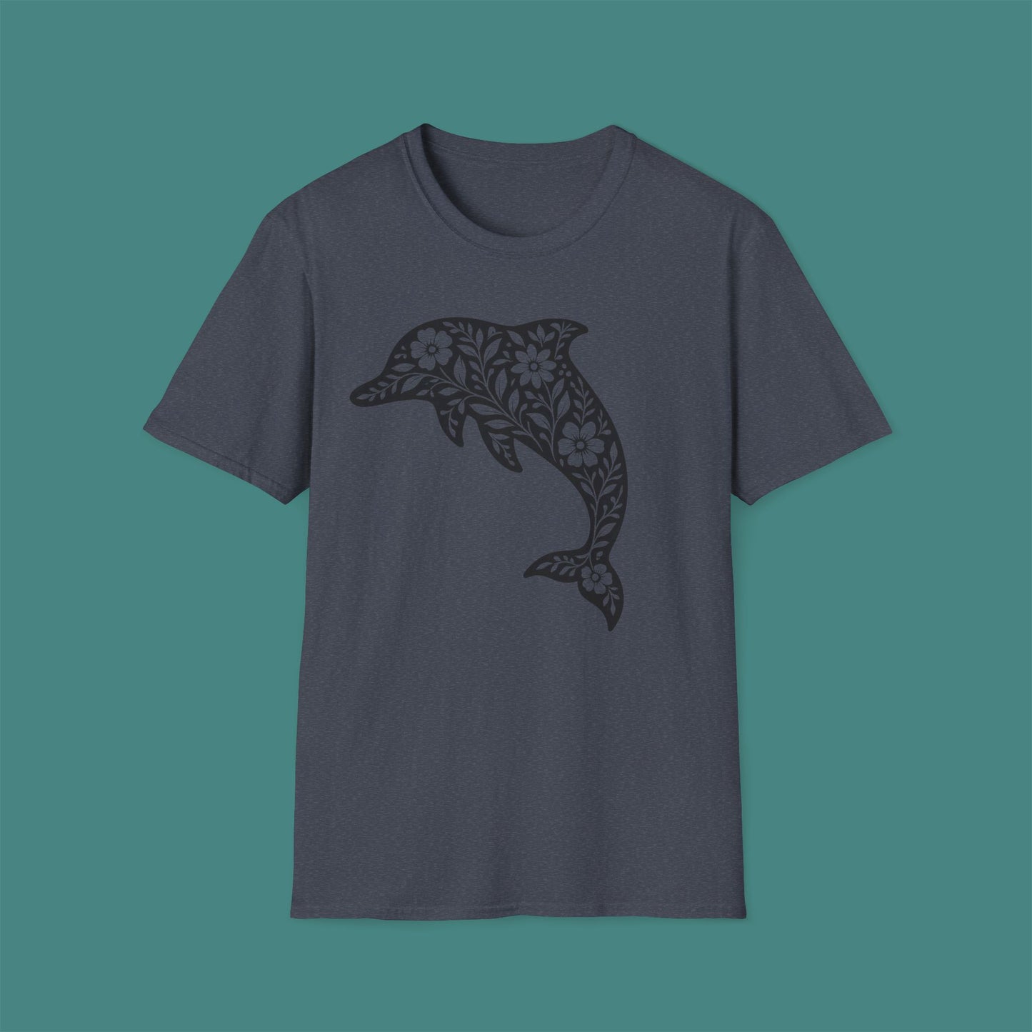 Floral Dolphin Silhouette Unisex T-Shirt