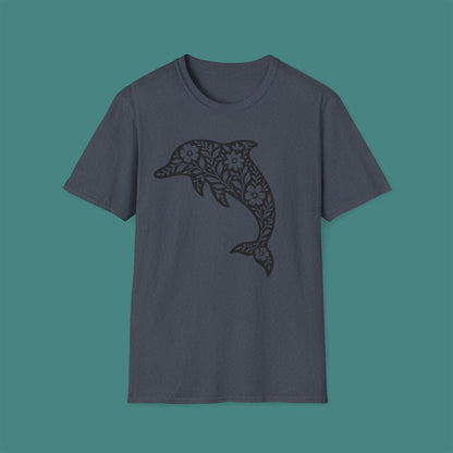 Floral Dolphin Silhouette Unisex T-Shirt