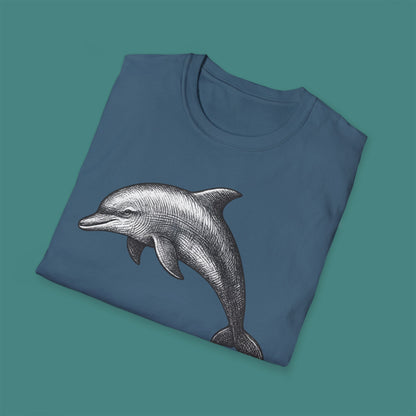 Vintage Etching Dolphin Unisex T-Shirt