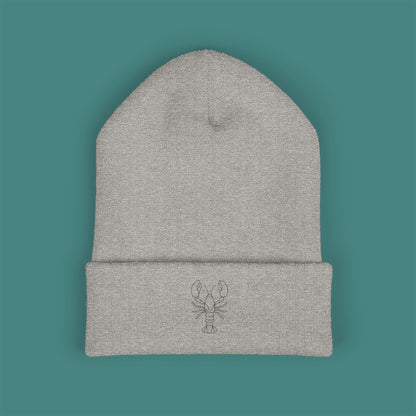 Minimalist Line Art Lobster Embroidered Beanie