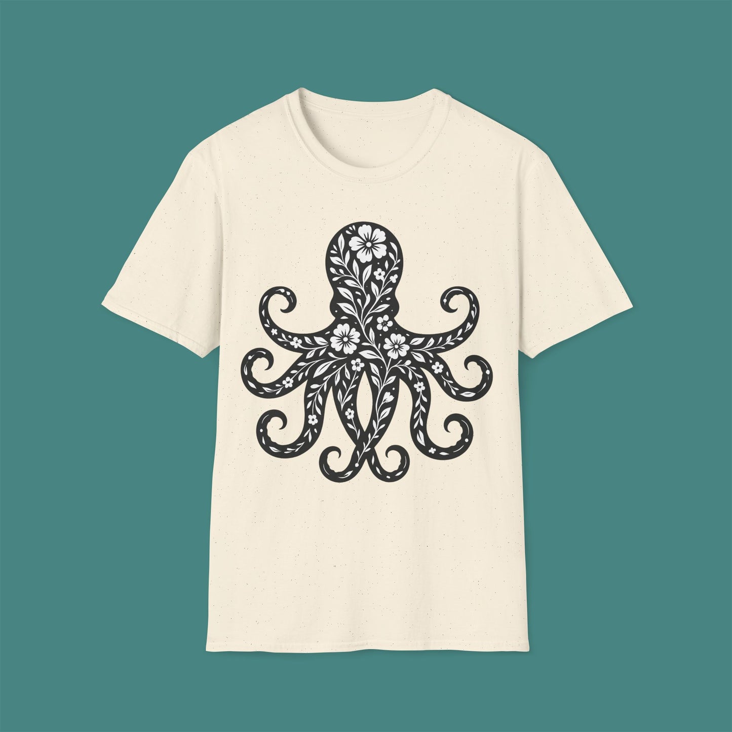 Floral Octopus Silhouette Unisex T-Shirt