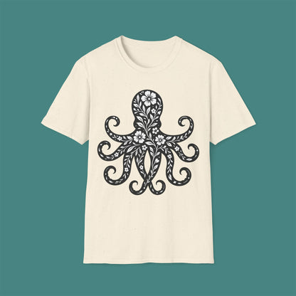 Floral Octopus Silhouette Unisex T-Shirt