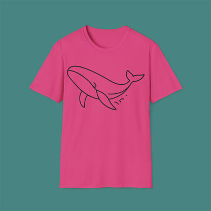 Minimalist Line Art Whale Unisex T-Shirt