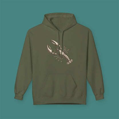 Vintage Etching Lobster Fleece Unisex Hoodie