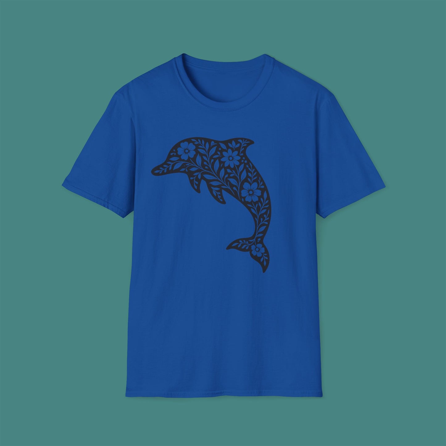 Floral Dolphin Silhouette Unisex T-Shirt