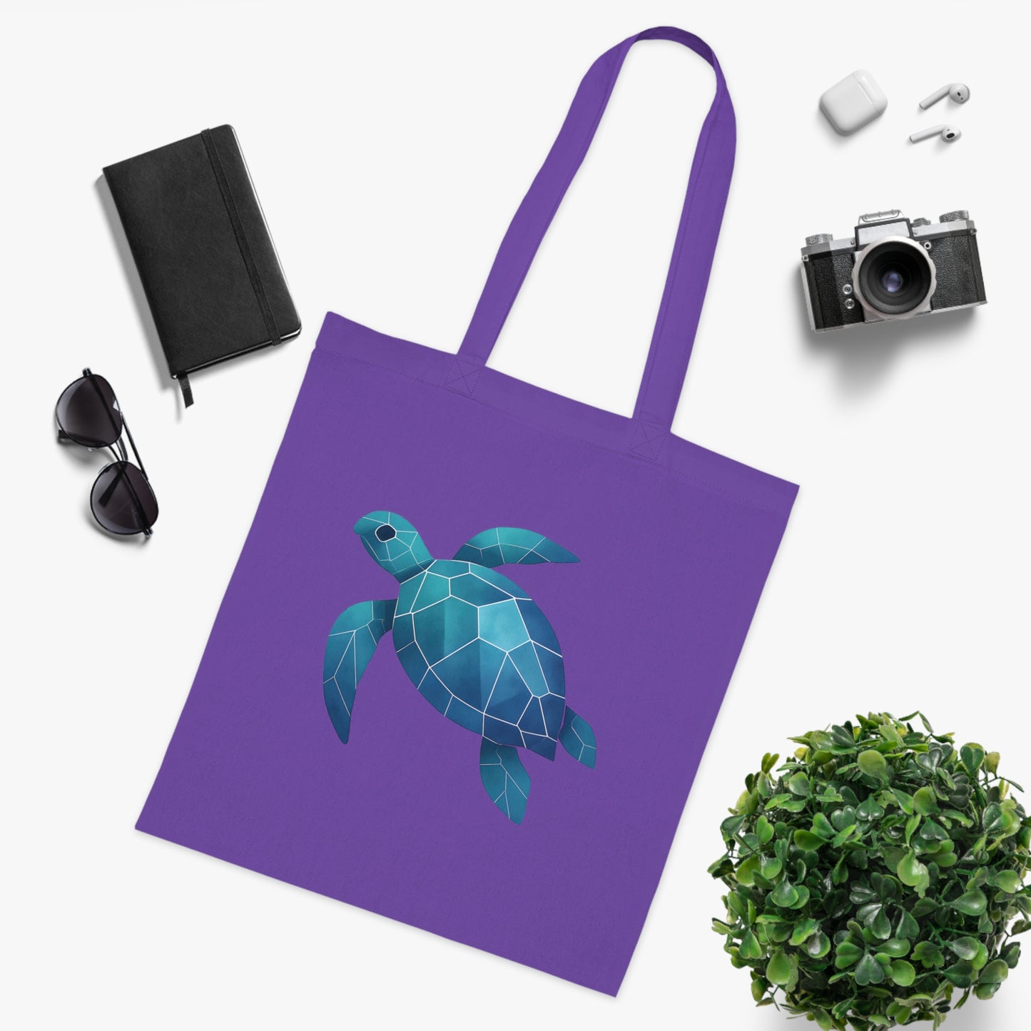 Geometric Polygon Turtle Tote Bag