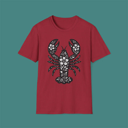 Floral Lobster Silhouette Unisex T-Shirt