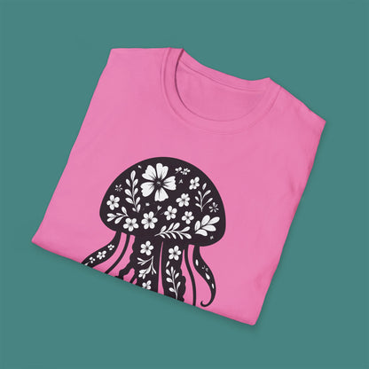 Floral Jellyfish Silhouette Unisex T-Shirt