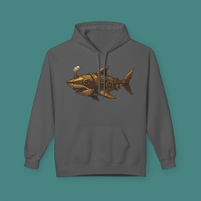 Steampunk Mechanical Shark Fleece Unisex Hoodie