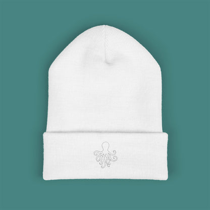 Minimalist Line Art Octopus Embroidered Beanie