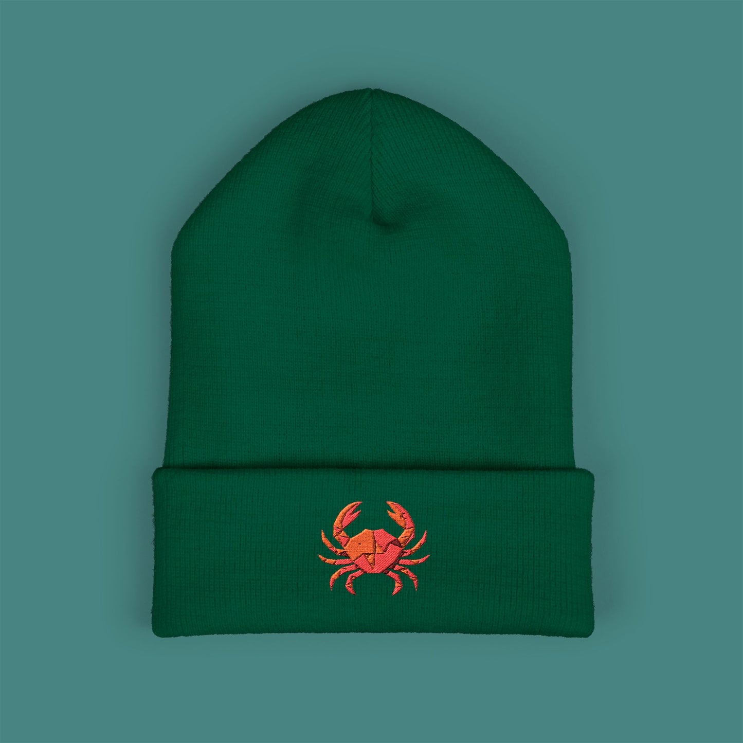 Geometric Polygon Crab Embroidered Beanie