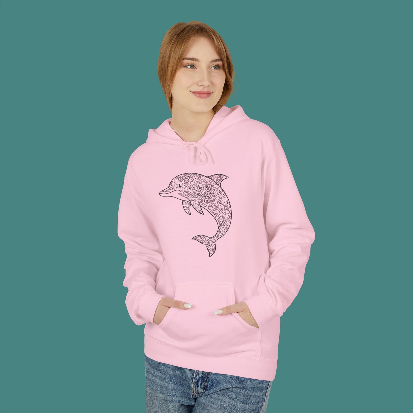 Intricate Mandala Dolphin Fleece Unisex Hoodie