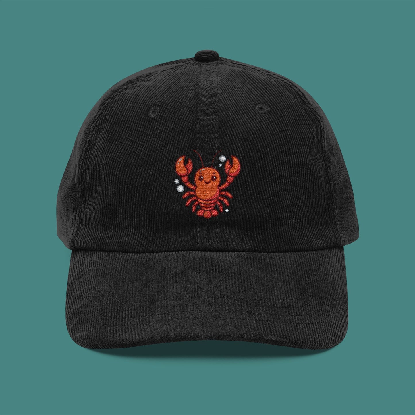 Cartoon Cute Lobster Corduroy Embroidered Cap