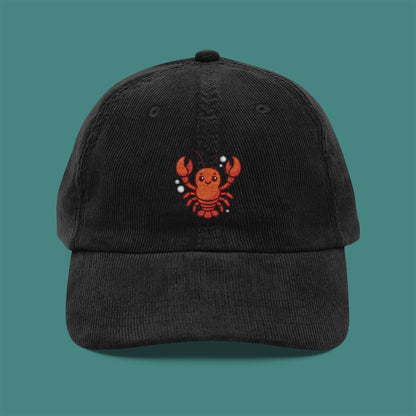 Cartoon Cute Lobster Corduroy Embroidered Cap