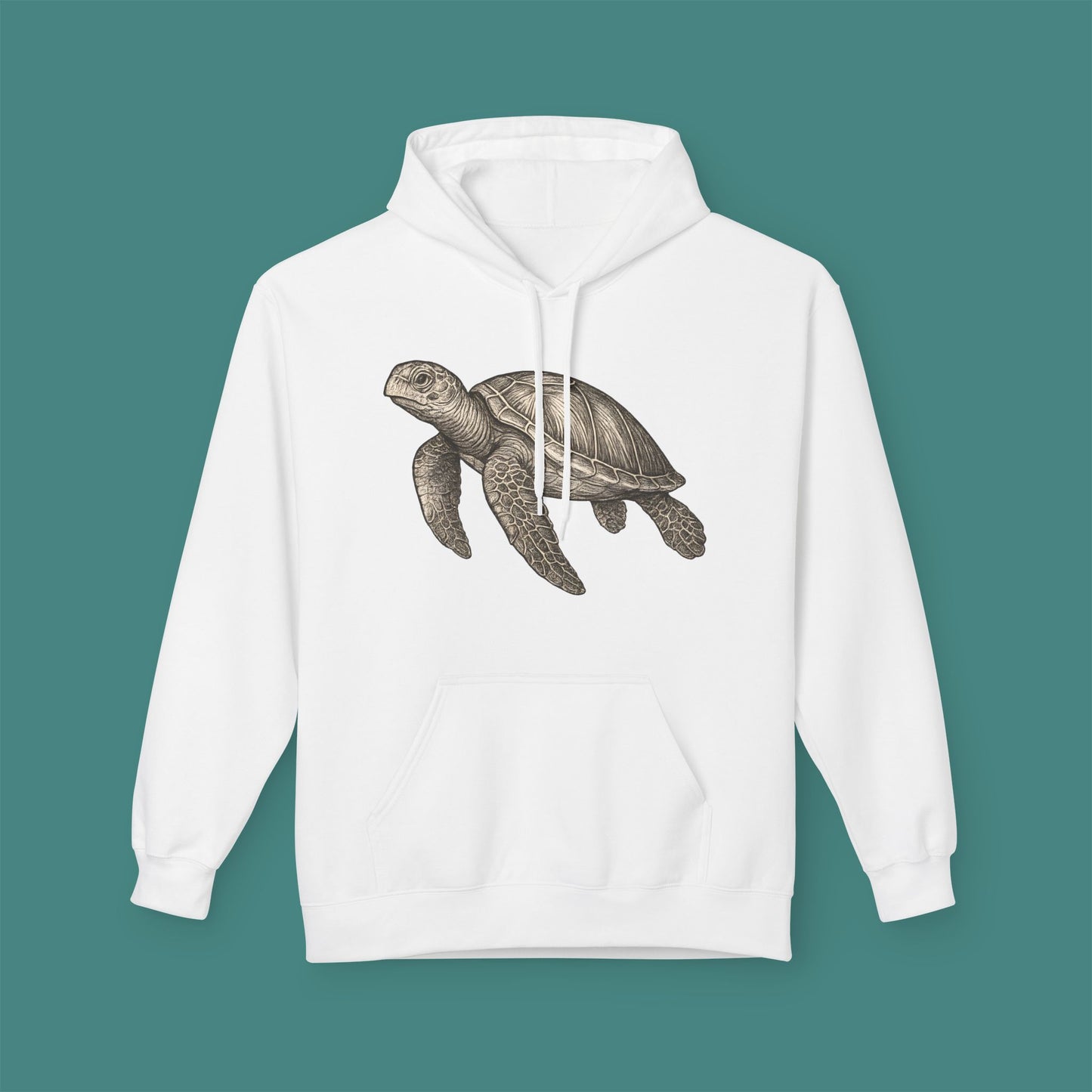 Vintage Etching Turtle Fleece Unisex Hoodie