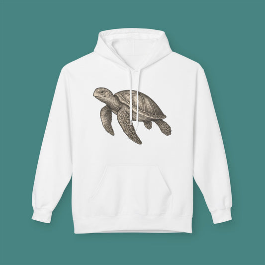 Vintage Etching Turtle Fleece Unisex Hoodie